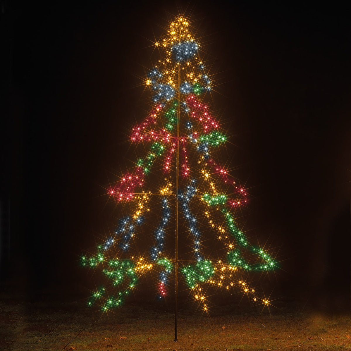 3m Easy Set Up Pre Lit Christmas Outdoor Silhouette Tree 600 Multi-colour White LED's Twinkle Multi Function