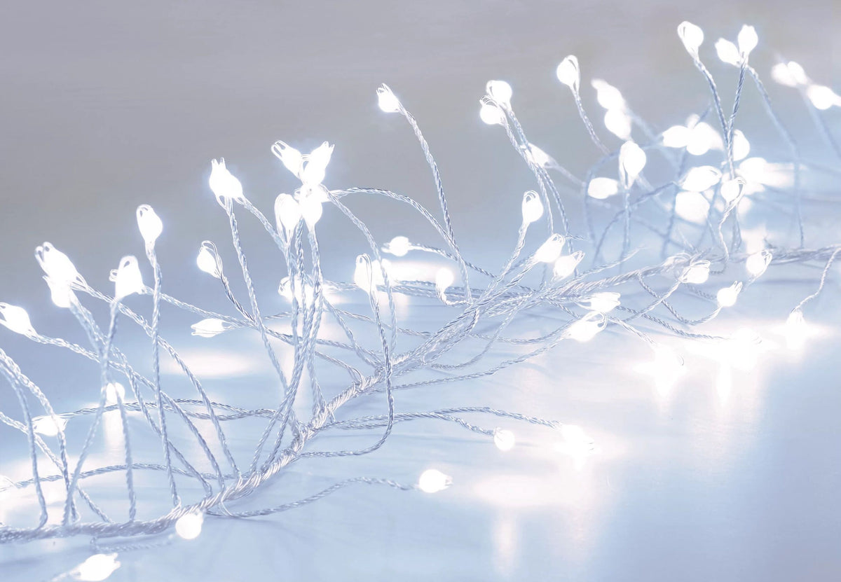 Christmas Fairy String Twinkle - 430 Cool White Garland Cluster Micro ultra bright LED Lights with 8 functions and Silver Gold pin wire String - indoor or outdoor use