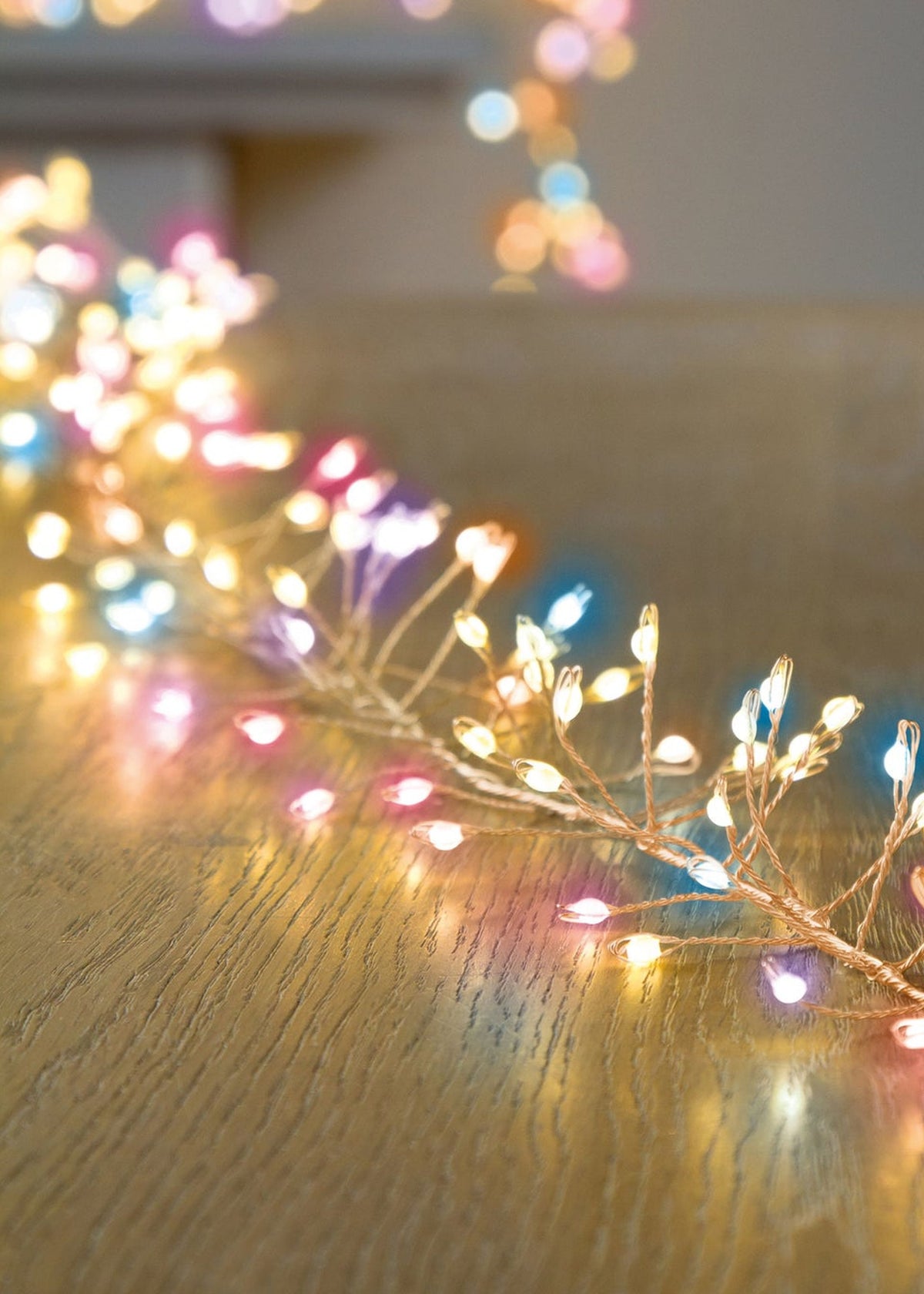Christmas Fairy String Twinkle - 800 Rainbow Multi-coloured Door Garland Cluster Micro ultra bright LED Lights with Rose Gold pin wire String - indoor or outdoor use