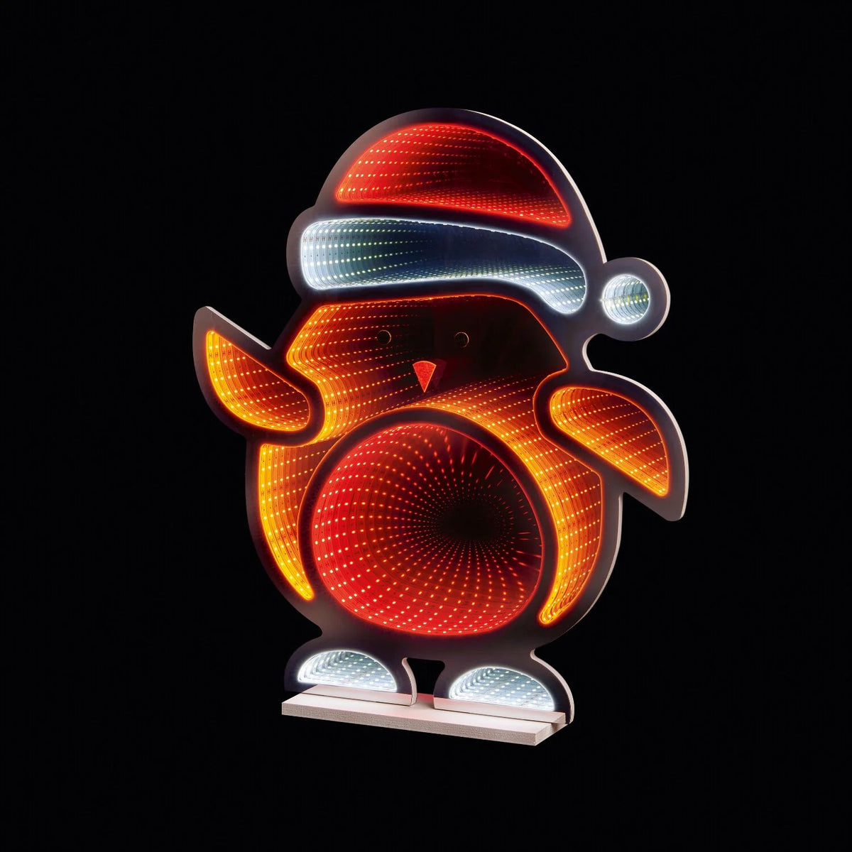 Christmas Robin Infinity Mirror 60cm – Multicoloured 3D Double Sided LED Light Effect