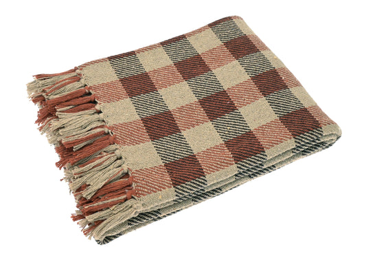 Bleuet Cotton Check Throw - Spice