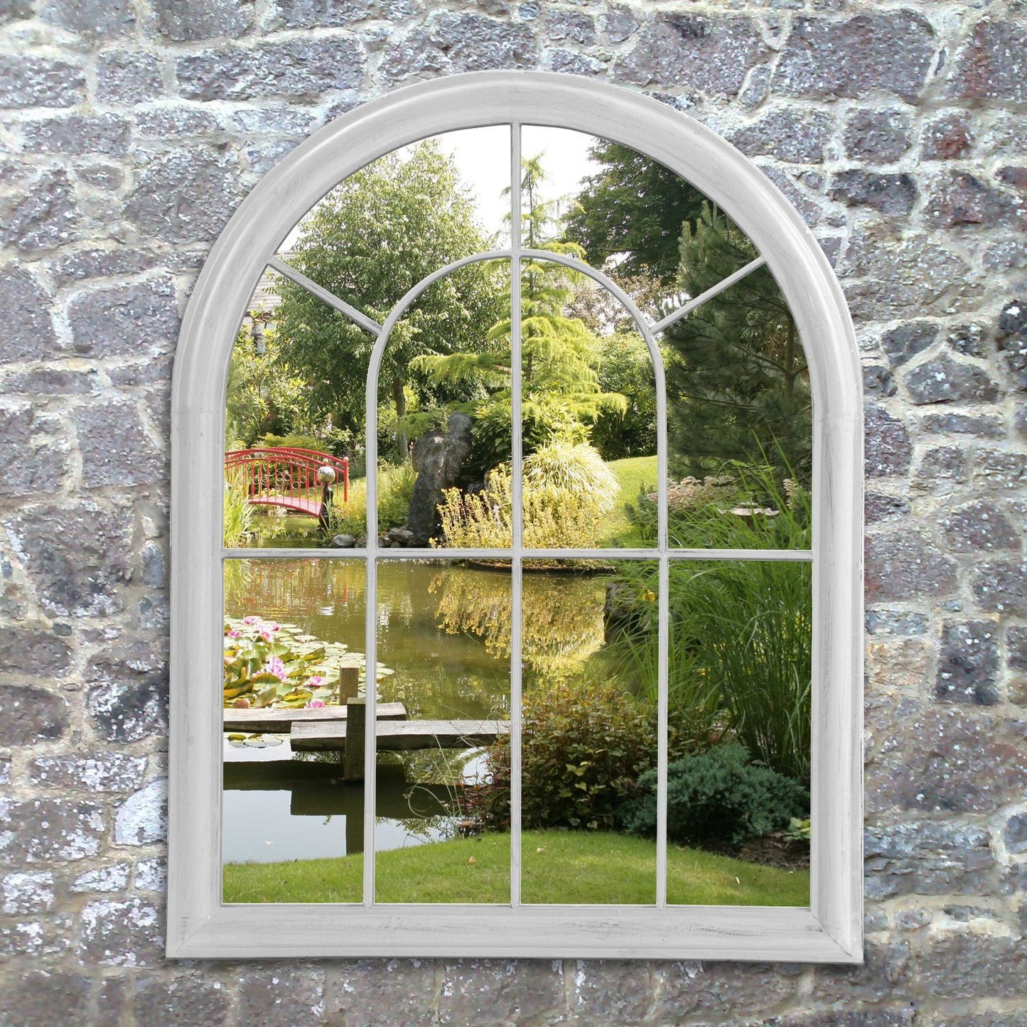 Arched Garden Mirror in White