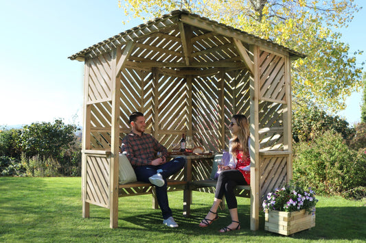 Bilbao Corner Garden Arbour Seat with Coffee Table