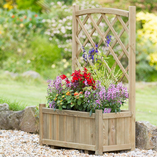 Flower Wooden Planter with Climbing Trellis