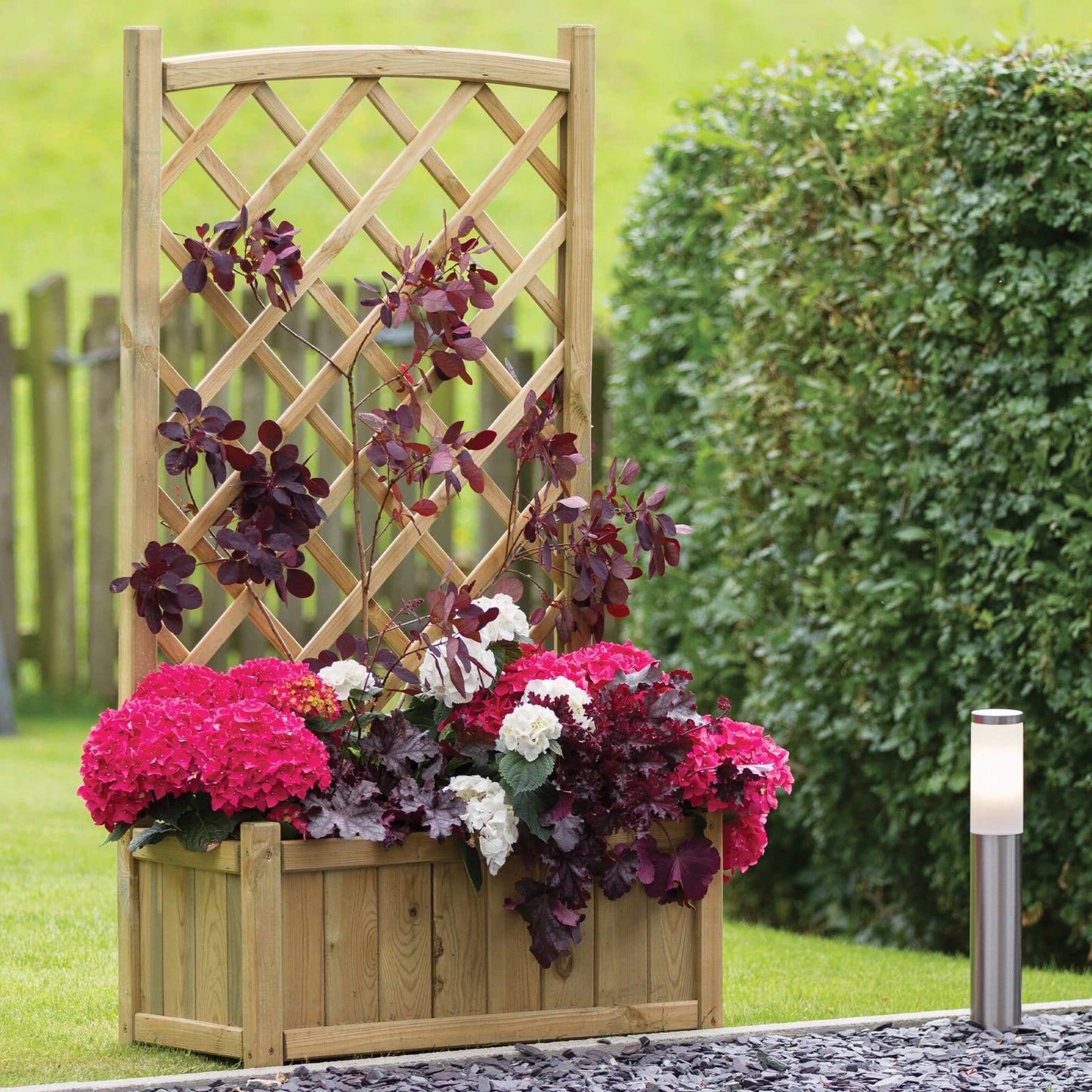 Flower Wooden Planter with Climbing Trellis