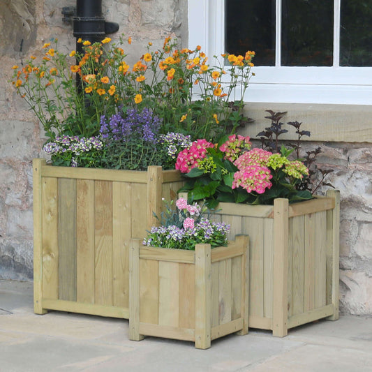 Valladolid Set of 3 Wooden Garden Planters