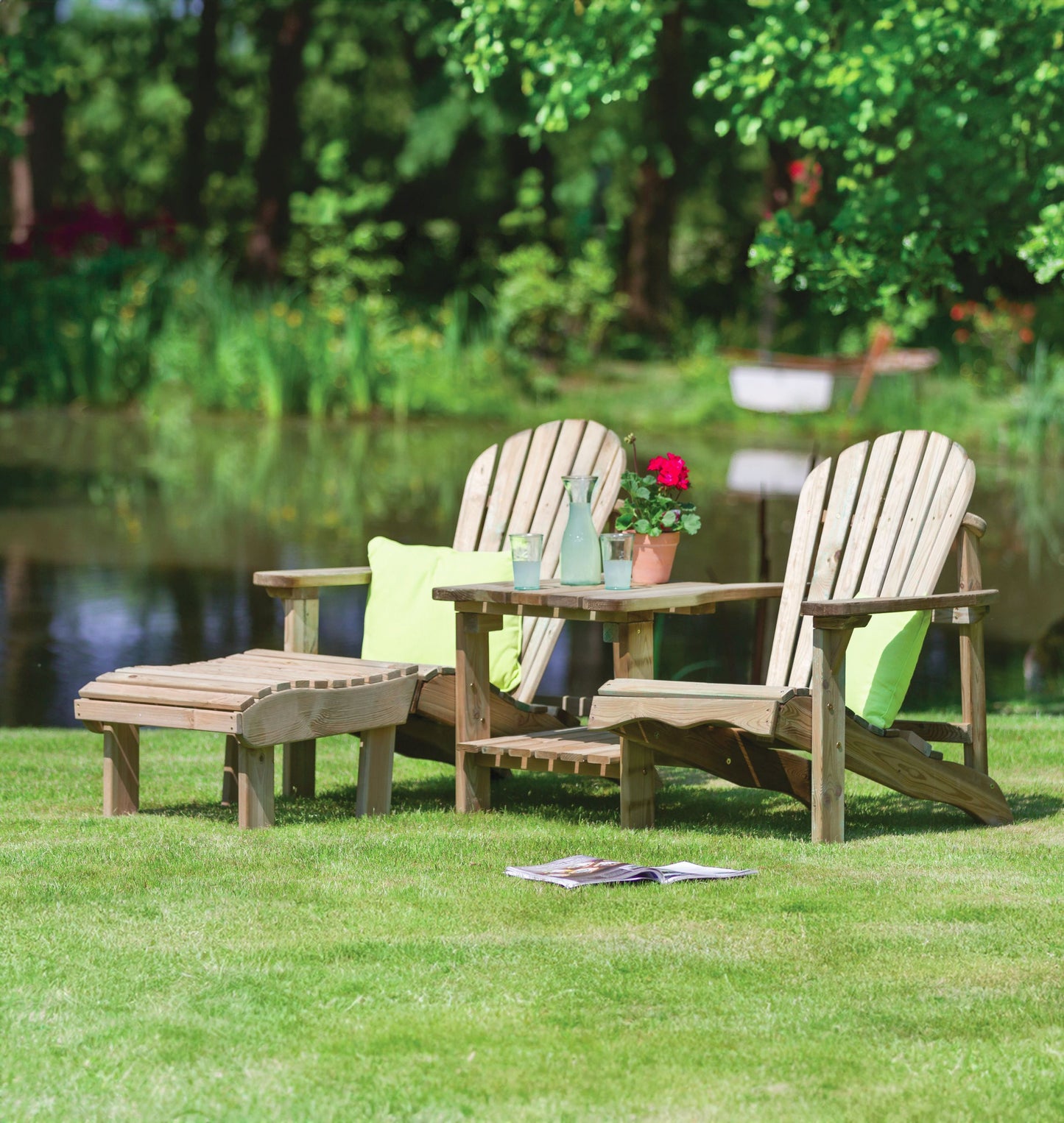 Murcia Adirondack Style Double Companion Seat with Footstools