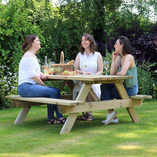 Traditional Wooden Garden Picnic Table