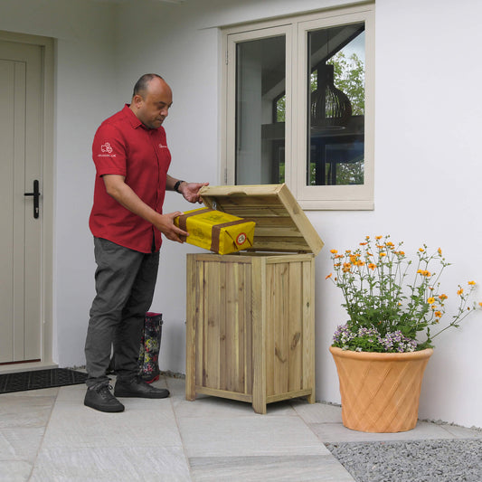 Tall Parcel Safe Wooden Store Box for Safe Deliveries