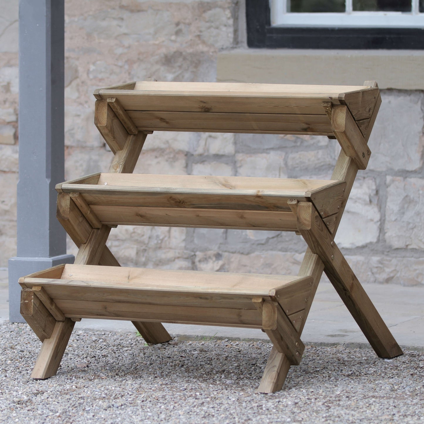 Stepped Wooden Planter Stand for Herbs Flowers Plants and Vegetables