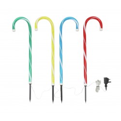 Outdoor Pathway Finders Lights - Set of 4 Multi Coloured Candy Cane