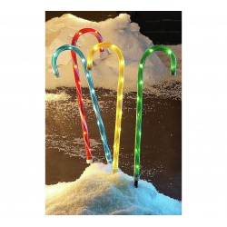 Outdoor Pathway Finders Lights - Set of 4 Multi Coloured Candy Cane