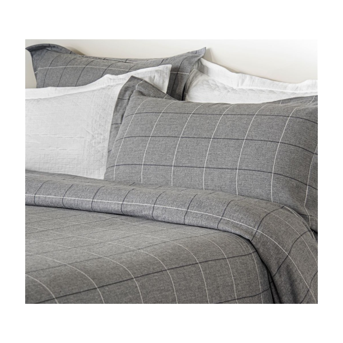 Acton Brushed Cotton Duvet Cover In Grey Double 200x200cm