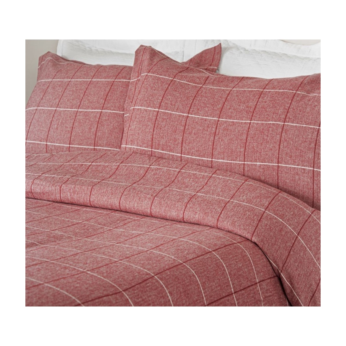 Acton Brushed Cotton Duvet Cover In Red King 230x220cm