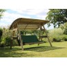 2 Seat Wooden Garden Swing with Canopy & green Seat Pad