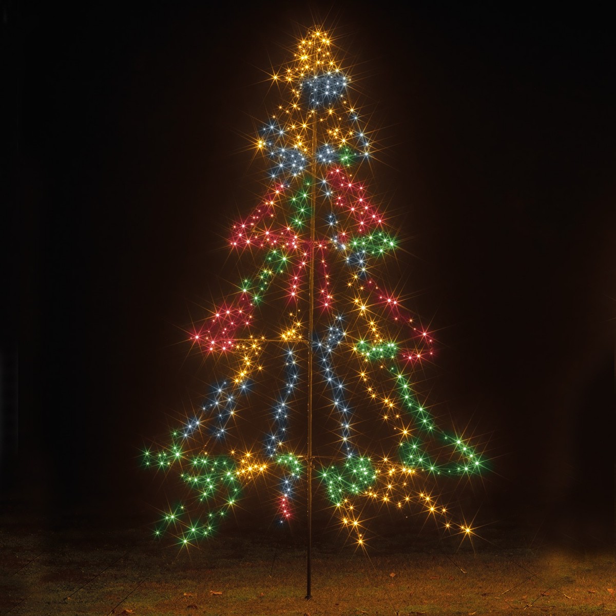 3m Easy Set Up Pre Lit Outdoor Tree 600 Multi-colour White LED's Twinkle Multi Function