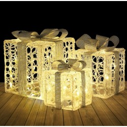 Pre-Lit Silver Gift Boxes...