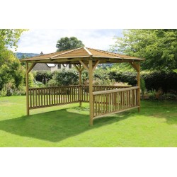 Benidorm 2.8m x 2.8m Garden Pavilion - Pressure Treated Wood Gazebo Shelter