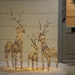 83cm Brown Wicker Standing Reindeer Outdoor - Warm White LED