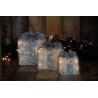 Sisal Gift Boxes with Pre-Lit Warm White lights and Ribbon in Silver