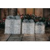 Sisal Gift Boxes with Pre-Lit Warm White lights and Ribbon in Silver