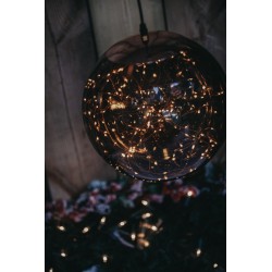 Christmas Pre-lit Smokey Coloured Bauble with Copper Wire 140 Warm White micro Led - 30cm