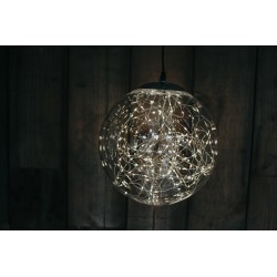 Christmas Pre-lit Smokey Coloured Bauble with Silver Wire 140 Warm White micro Led - 30cm