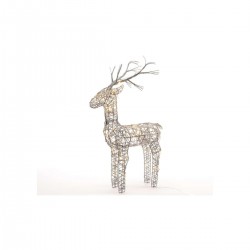 Set of 3 Grey Wicker Standing Reindeer Outdoor - Warm White LED