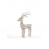 Set of 3 Grey Wicker Standing Reindeer Outdoor - Warm White LED