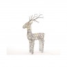 Set of 3 Grey Wicker Standing Reindeer Outdoor - Warm White LED