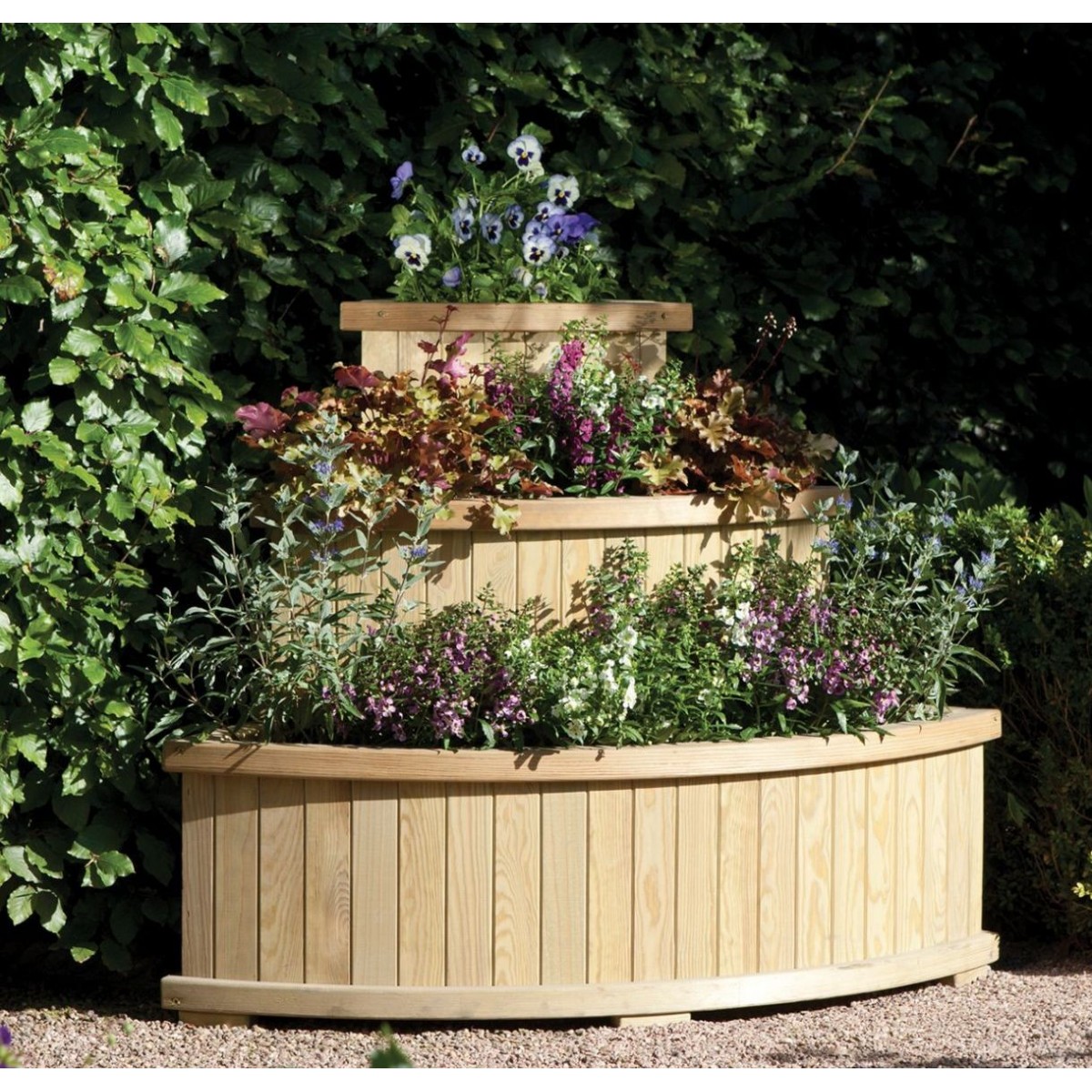 3 Tier Solid Wood Corner Planter Raised Vegetable & Flower Bed