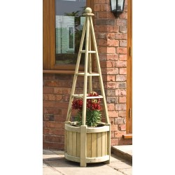 Free-standing Garden Obelisk with Planter box in Solid wood