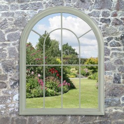 Green Large Decorative Arched Door Metal Framed Garden Wall Mirror
