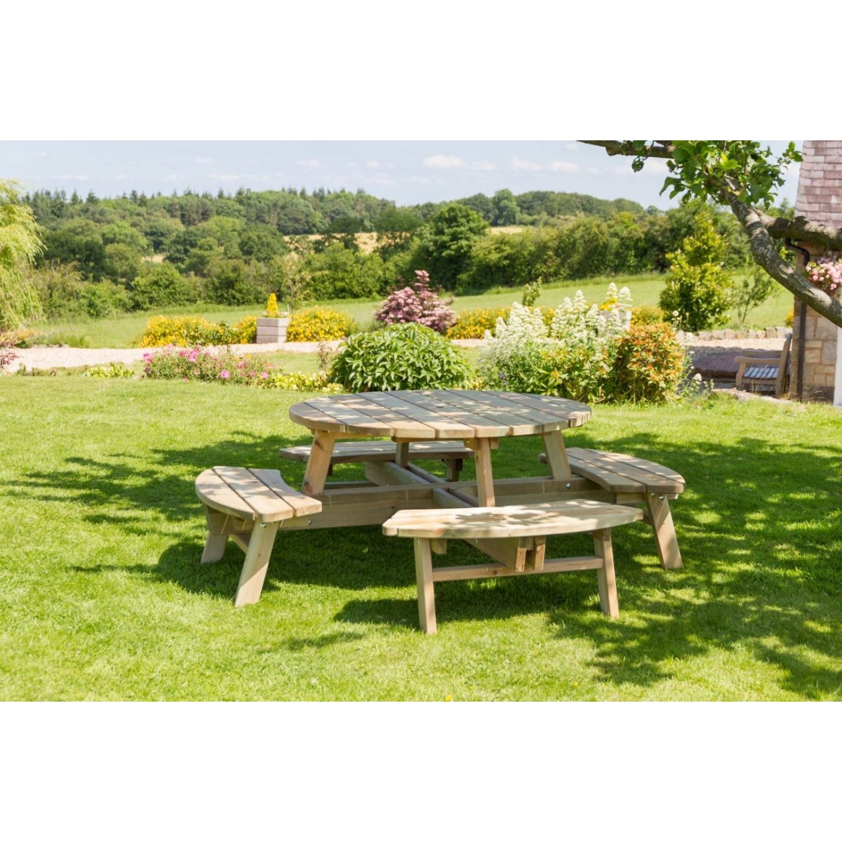 Large Round Wooden Picnic Table