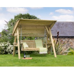 2 Seat Wooden Garden Swing with Canopy