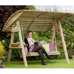 2 Seat Wooden Garden Swing with Canopy