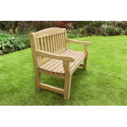 Elda Heavy Duty 2 seat Solid Wood 4ft Garden Bench with Weatherproof Grey pad