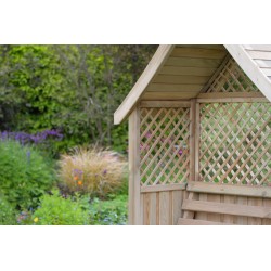 Jerez Garden Arbour with Storage Seat and Trellis sides with Seat Pad in Cream