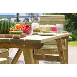 Malaga Solid Wood Outdoor Garden Furniture Dining Set (1 Table, 2 Chairs, 1 Bench) - 10 Year warranty against rot
