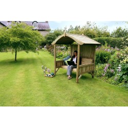 Pamplona Garden Arbour Mini Gazebo with Seat in Pressure Treated Wood - 10 year warranty against rot