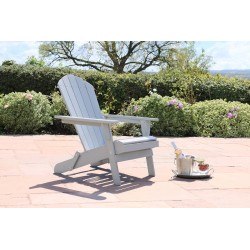 Murcia Folding Adirondack Chair Solid Wood Garden Outdoor Furniture - Painted in Light Grey - 10 Year warranty against rot