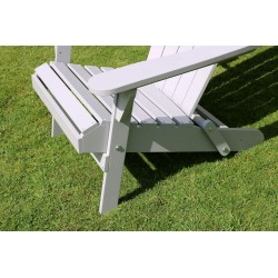 Murcia Folding Adirondack Chair Solid Wood Garden Outdoor Furniture - Painted in Light Grey - 10 Year warranty against rot