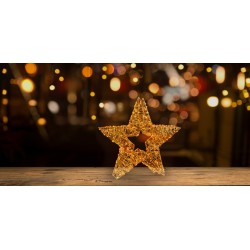 Christmas Rose Gold Firefly 3D Star Wreath pre-lit with 750 Warm White led (45cm diameter)