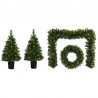 Set of 4 Christmas Light up Door Set Decoration Kit - 90cm Trees / Garland & 60cm Wreath - Pre Lit Warm White Led