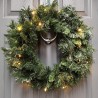 Set of 4 Christmas Light up Door Set Decoration Kit - 90cm Trees / Garland & 60cm Wreath - Pre Lit Warm White Led