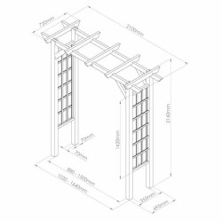 Arteixo Flat Top Garden Arch with Trellis