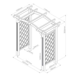 Pontevedra Wave Top Garden Arch with Trellis Sides