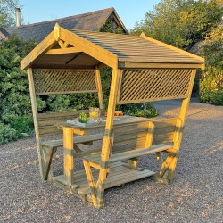 Zaragoza Garden Dining Arbour with Table and Bench Seat with Trellis sides