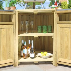 Corner Unit for Granada Outdoor Kitchen - Garden or Patio with Stainless Steel tops and Storage - 10 year warranty against rot