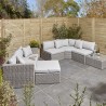 Parma Multi Function 8 people Lounge and Dining Set - Flat Weave Wicker Rattan Effect with Grey cushions and seat pads